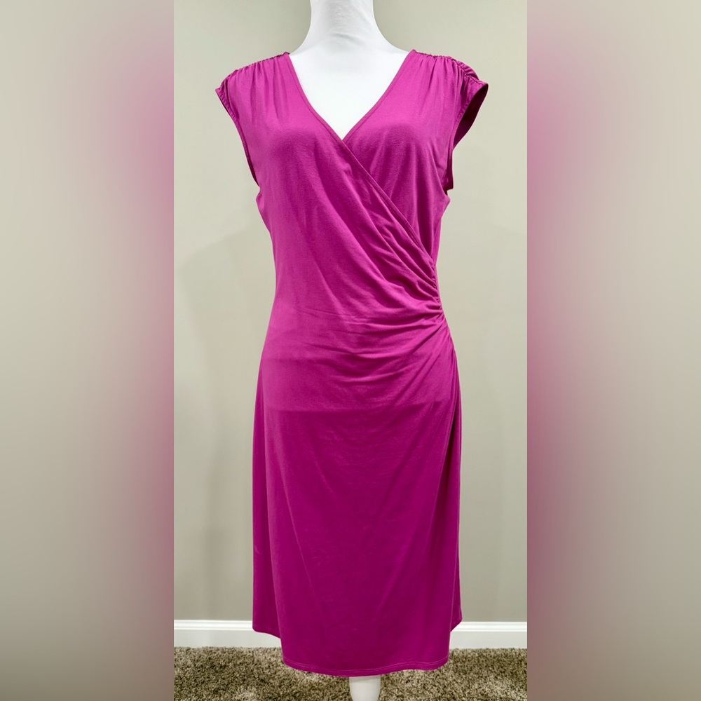 Fushia Pink Cross Over Sleeveless Dress